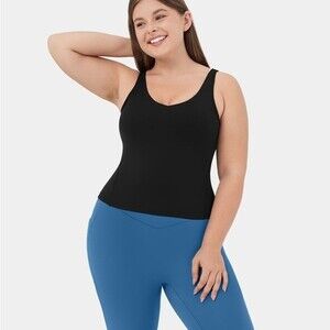 13H3.- Padded V Neck Cropped Yoga Tank Top